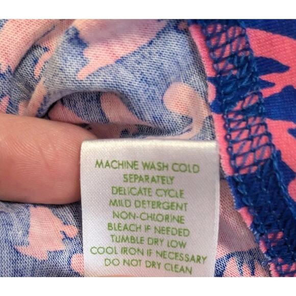 Lilly Pulitzer Zebra And Palm Printed Dress Sz Small S Blue Pink V-Neck FLAWLESS - Picture 8 of 8